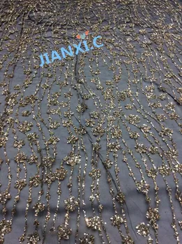 

fashion JIANXI.C-72307 african glitter lace fabric for party dress 5yard/lot embroidered tulle lace with glued glitter