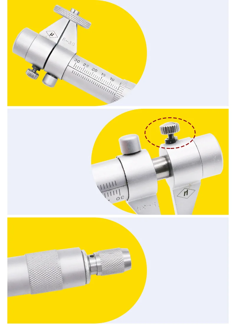 ETbotu 5-30MM Internal Micrometer Practical Inner Diameter Micrometer Caliper Measuring Tool 