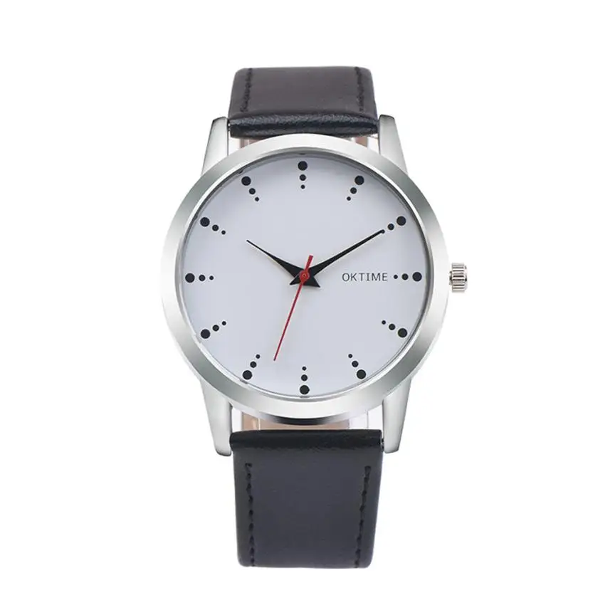 

Top Brand Creative Quartz watch men Luxury Casual Black quartz-watch Simple Designer Fashion Dot Leather Wrist Watch #D