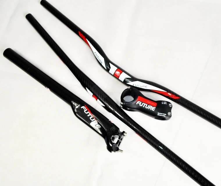 Aluminum Bicycle Handlebar Set MTB Mountain Road Bike Flat Bar+Stem+Seatpost NEW