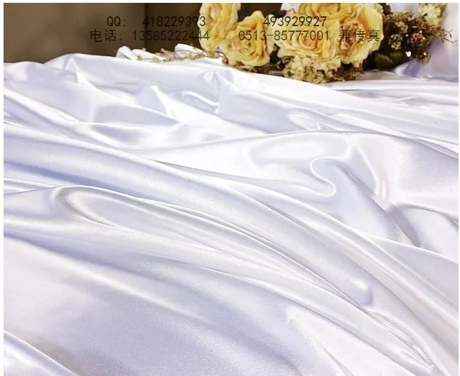 7pcs White Silk Satin Bedding Set California King Quilt Duvet