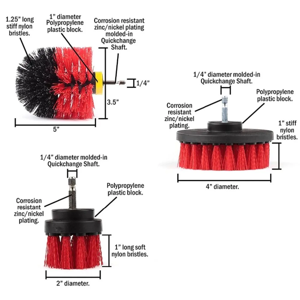 3 шт мощная щетка для скруббера, щетка для чистки, для ванной, автомобиля, электрическая щетина, ванна, плитка, затирка, беспроводной скраб, чистящий набор