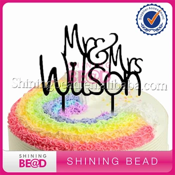 

30pcs/lot+Black Mr & Mrs Acrylic Plain Cake Topper For Wedding Decoration