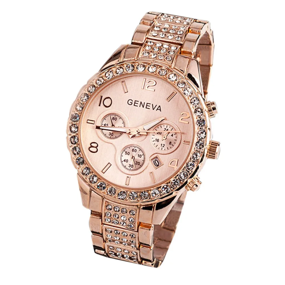 

Geneva couple Luxury Crystal Quartz Watch women unisex fashion 2019 alloy Presents for men lovers reloj hombre clock gold silver