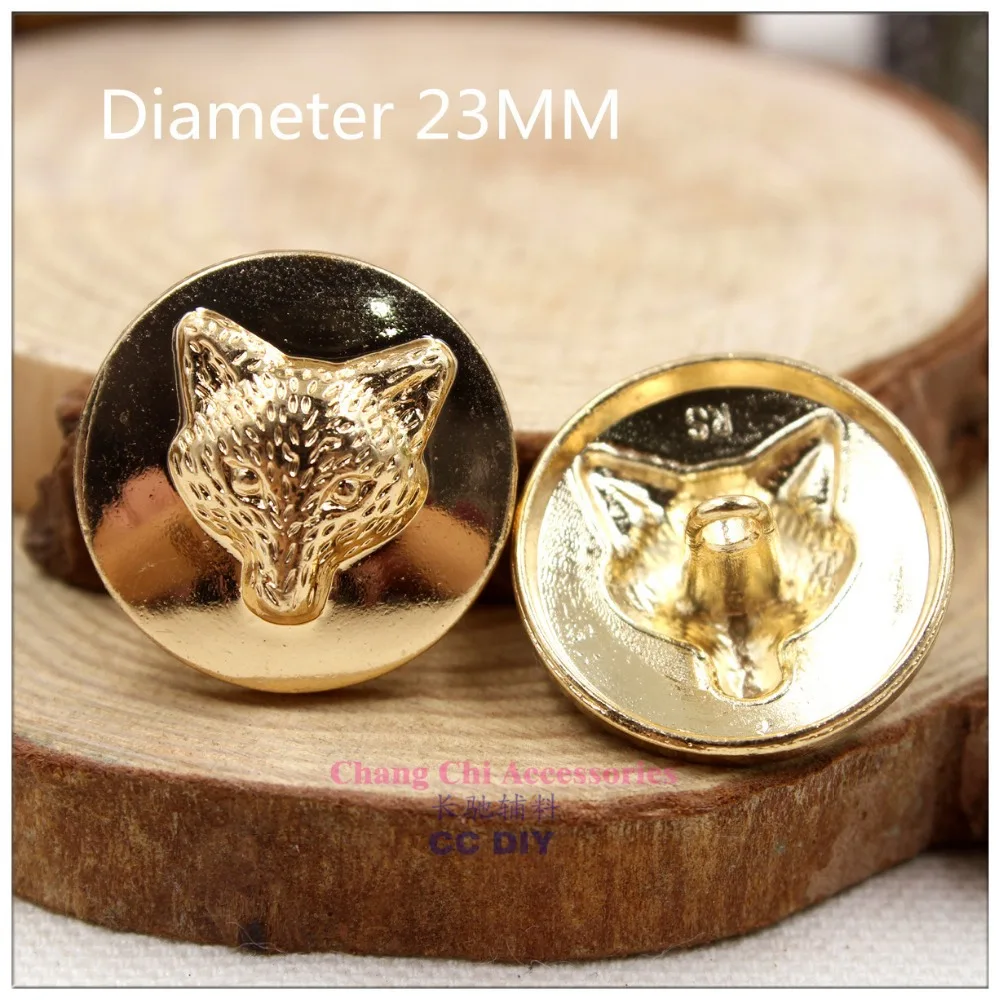 

1572110,23mm 10 pcs, Gold metal buttons,classic fashion Fox buttons clothes clothes-diy handmade materials