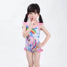 Купальный костюм с рисунком лошади для маленьких девочек; купальный костюм; цельный купальный костюм с очками; детский купальный костюм с единорогом