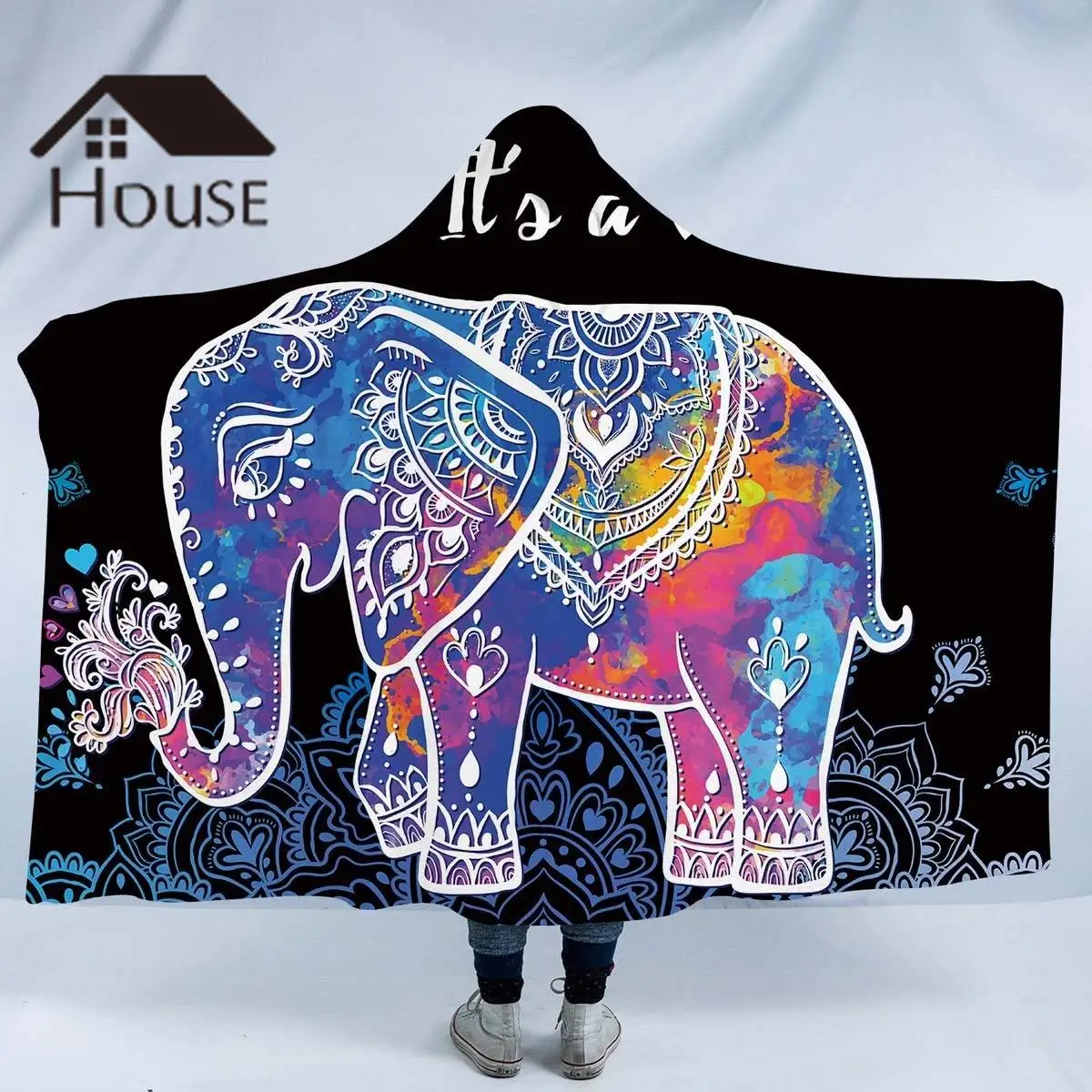 

Wearable Hooded Blanket for Adults Mandala Dreamcatcher Sherpa Fleece Woman Throw Blanket Microfiber