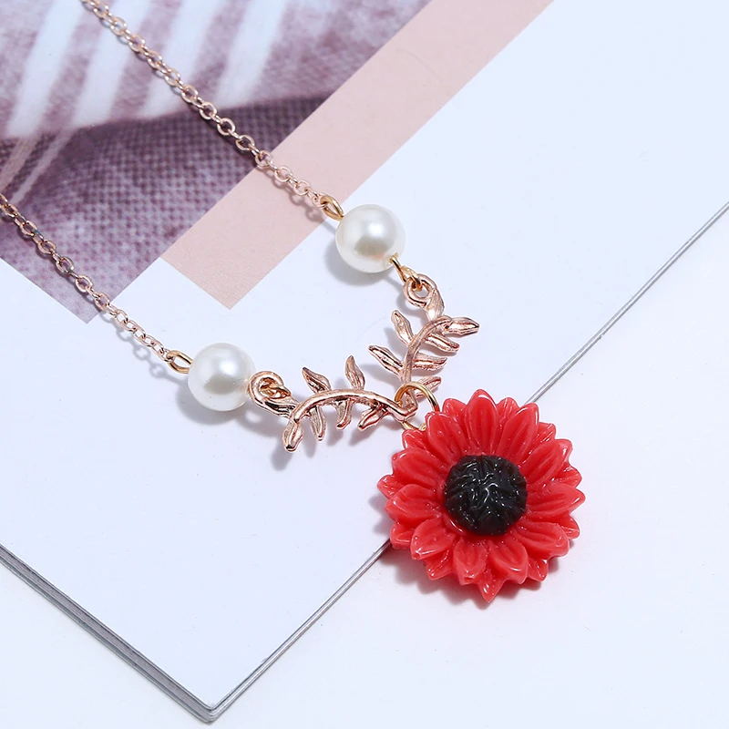 Sunflower Pendant Alloy Necklace (5)