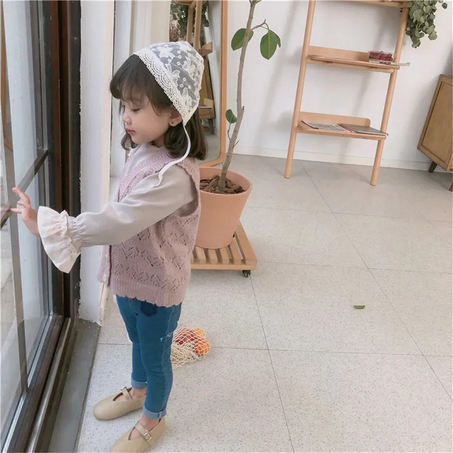 Детский жилет, куртка, вязаный жилет, корейские жилеты для маленьких девочек, весенне-осенняя одежда для малышей, модные детские жилеты