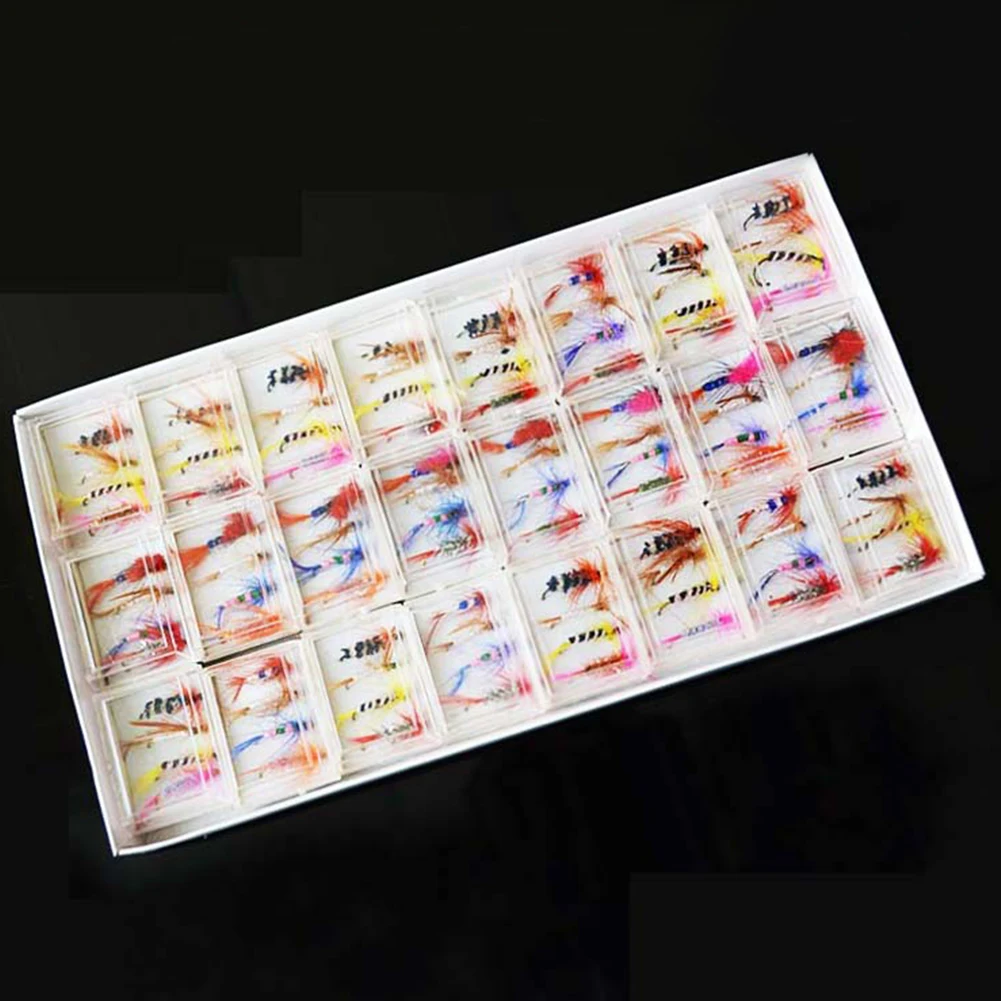 96 unids/set diferentes moscas secas pesca trucha salmón moscas secas pesca anzuelo pesca
