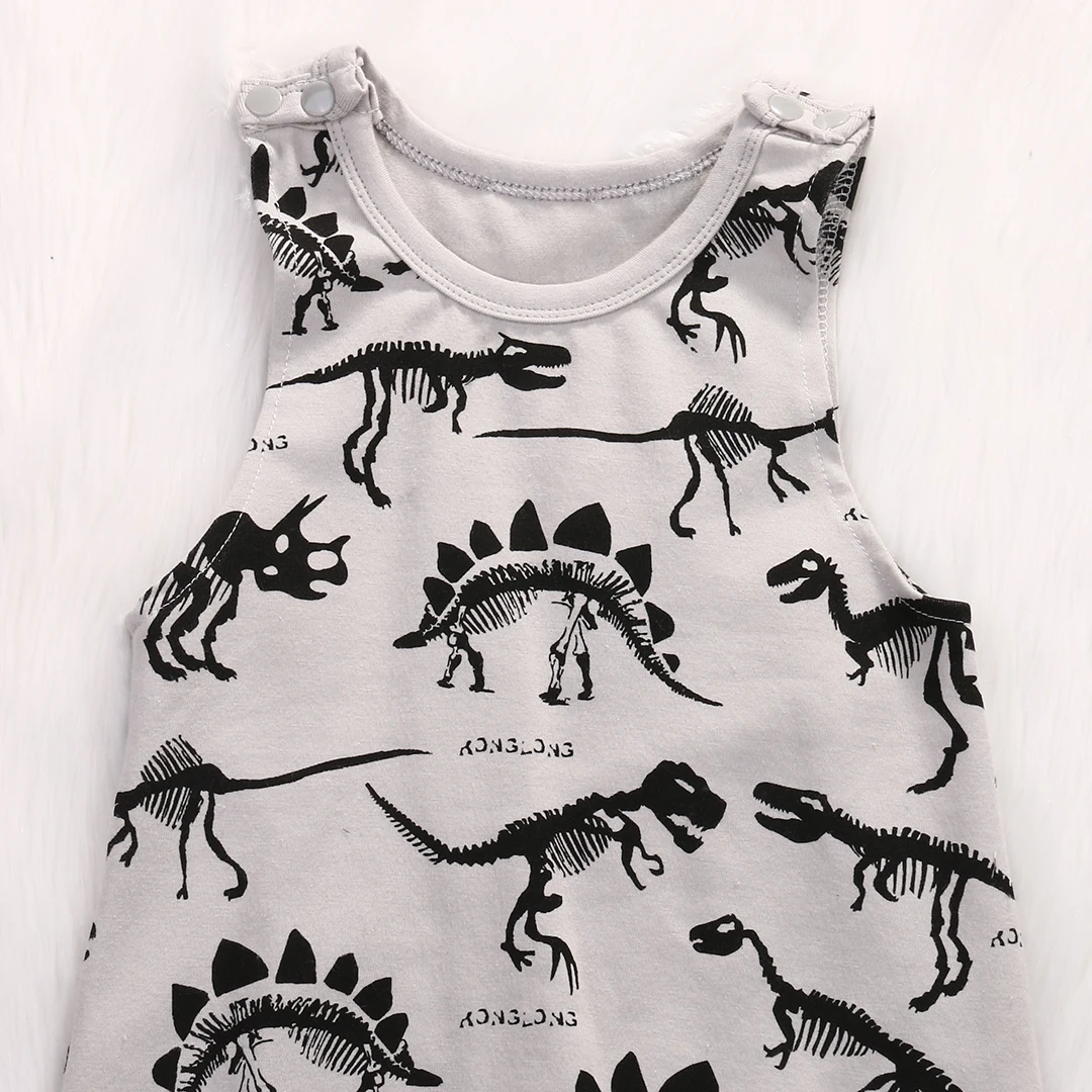 США Одежда для новорожденных Ползунки для маленьких мальчиков и девочек мультфильм ромпер с динозавром комбинезон