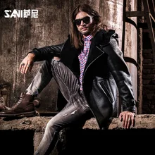 Akrasanee осенние и зимние овчины мужские пальто с мехом, цельный мех, натуральная кожа, одежда средней длинны, кожаная плащ