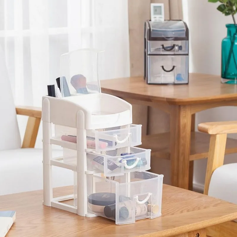 3 طبقات درج البلاستيك منظم مستحضرات التجميل ماكياج المنظم المجوهرات سطح المكتب مكتب صندوق تخزين الحمام أشتات تخزين النعش