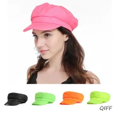 Женские летние шляпы Newsboy яркие флуоресцентные однотонные винтажные таксисты художника берет с козырьком Кепка Хип-Хоп Уличная одежда