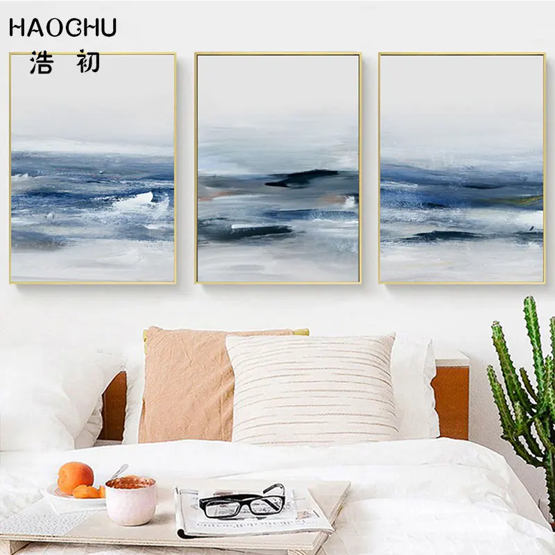 The Blue Seascape Home Canvas Decorative Paintings Undulating Seawater Like Some Massif Pictures Turbulent Waves Posters | Дом и сад
