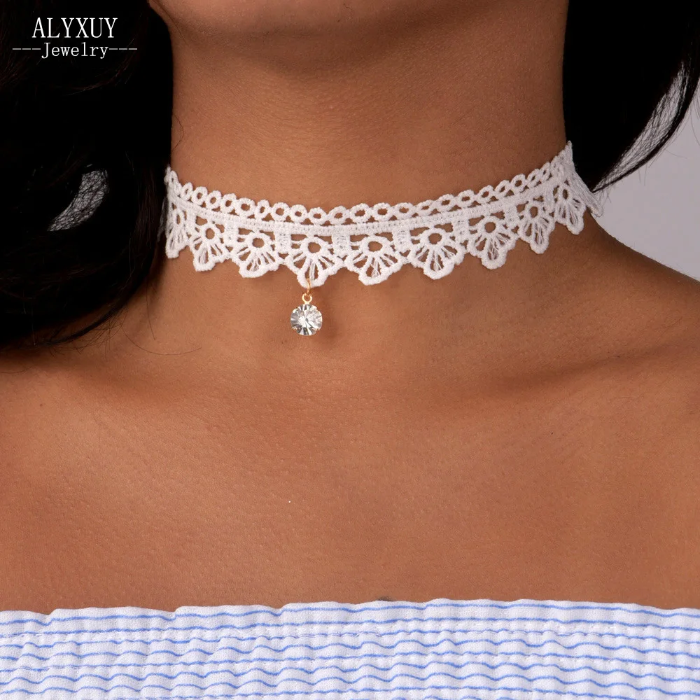 Fashion jewelry hollow lace cloth tattoo choker necklace gift for women  girl 1lot=2pieces N1984 - DIAMANTAL