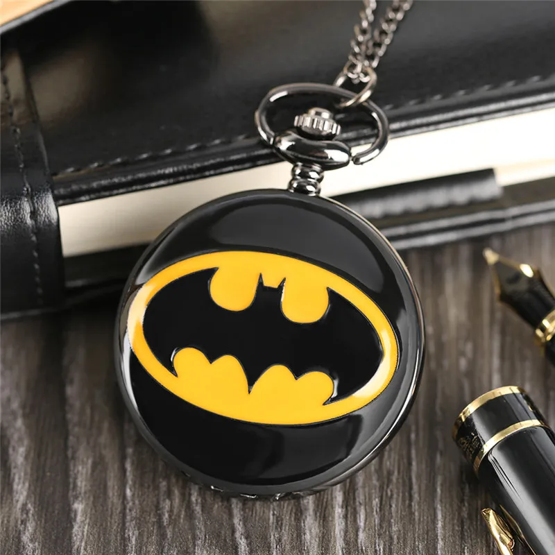 Популярные подарки для детей Малыш мальчик прохладно Бэтмен кварцевые часы DC Comics карманные часы мужской часы Цепочки и ожерелья подвеска