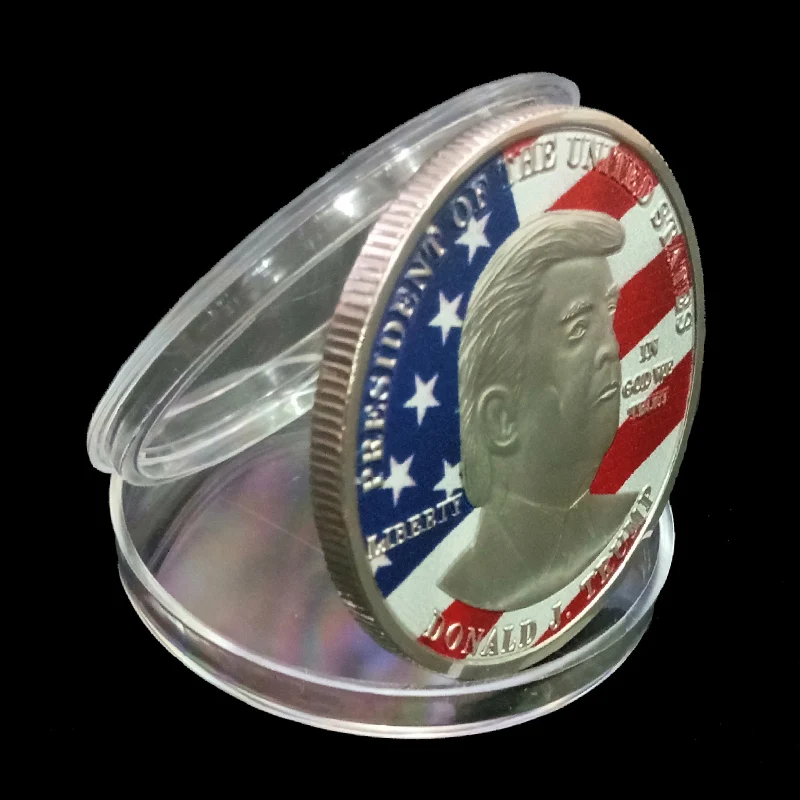 Американский флаг покрытый Дональд Трамп Серебряная монета 38 мм президент США сувенирная монета коллекционные монеты медаль