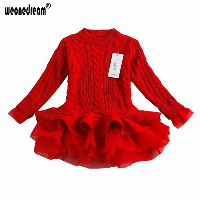 WEONEDREAM 2018 Girls Autumn Sweater Dress Winter Warm Long Sleeve Christmas Tutu Kids Dresses For Princess Clothing | Детская одежда и