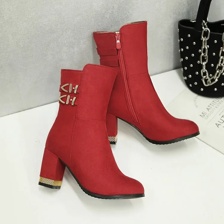 

Big Size 9 10 11-13 boots women shoes ankle boots for women ladies boots Side zipper with metal buckle