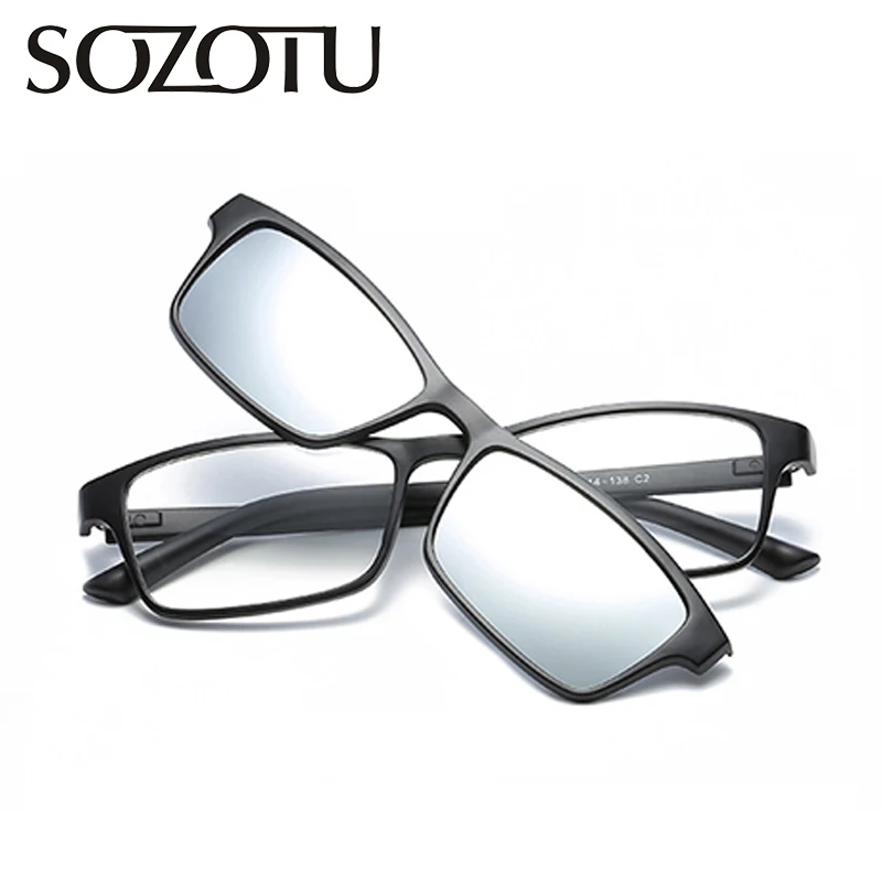 Optical Eyeglasses Frame Men Women Clip On Magnets Polarized Sunglasses Myopia Glasses Spectacle Frame For Male Female YQ127 - Frame Color: YQ127 C03