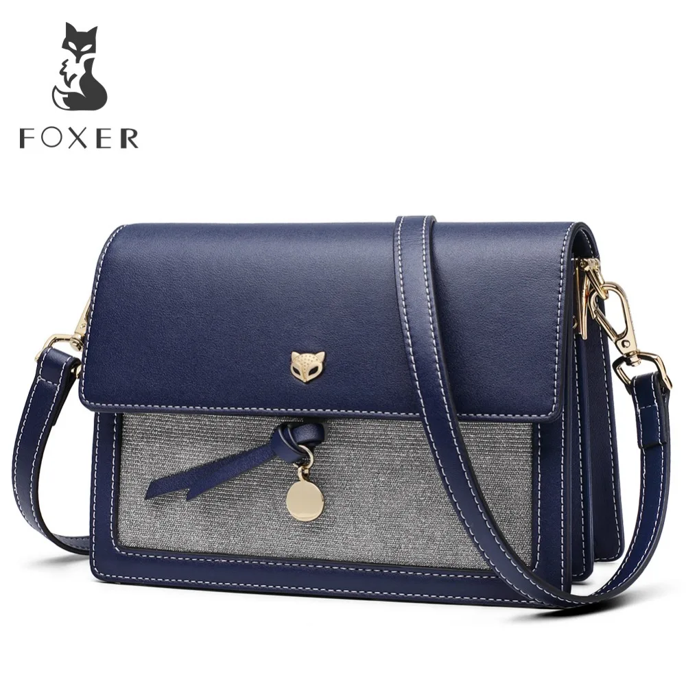 

FOXER Brand Women Leather Crossbody bag Small Flap Elegant Shoulder Bag New Fashion Female Messenger Bags Girl's Bags