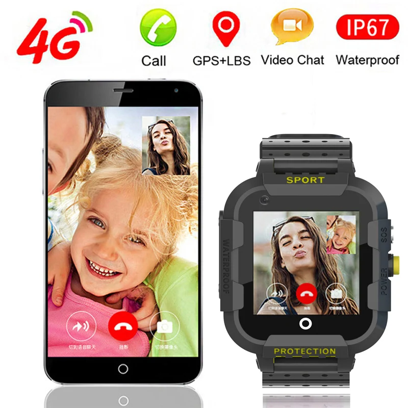 

4G Android 6.0 Video Chat GPS LBS WIFI Positiion Smart Watch Call SOS IP67 Waterproof Smartwatch Child Children Kids Students