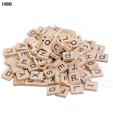 100X деревянные Алфавит Эрудит плитки черные буквы для поделок дерево# T026