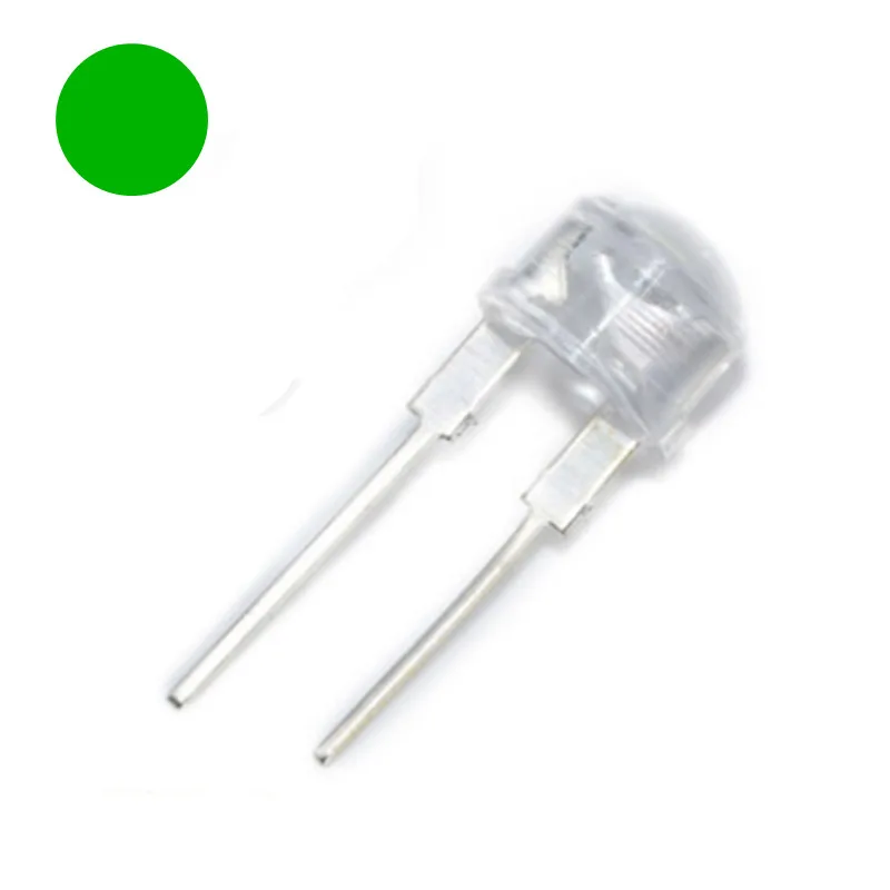 

50pcs 8mm Straw Hat LED Diode Green Transparent 515nm - 525nm Wide Angle Water Clear 8 mm LED 20mA 3V Light Emitting Diode Lamp