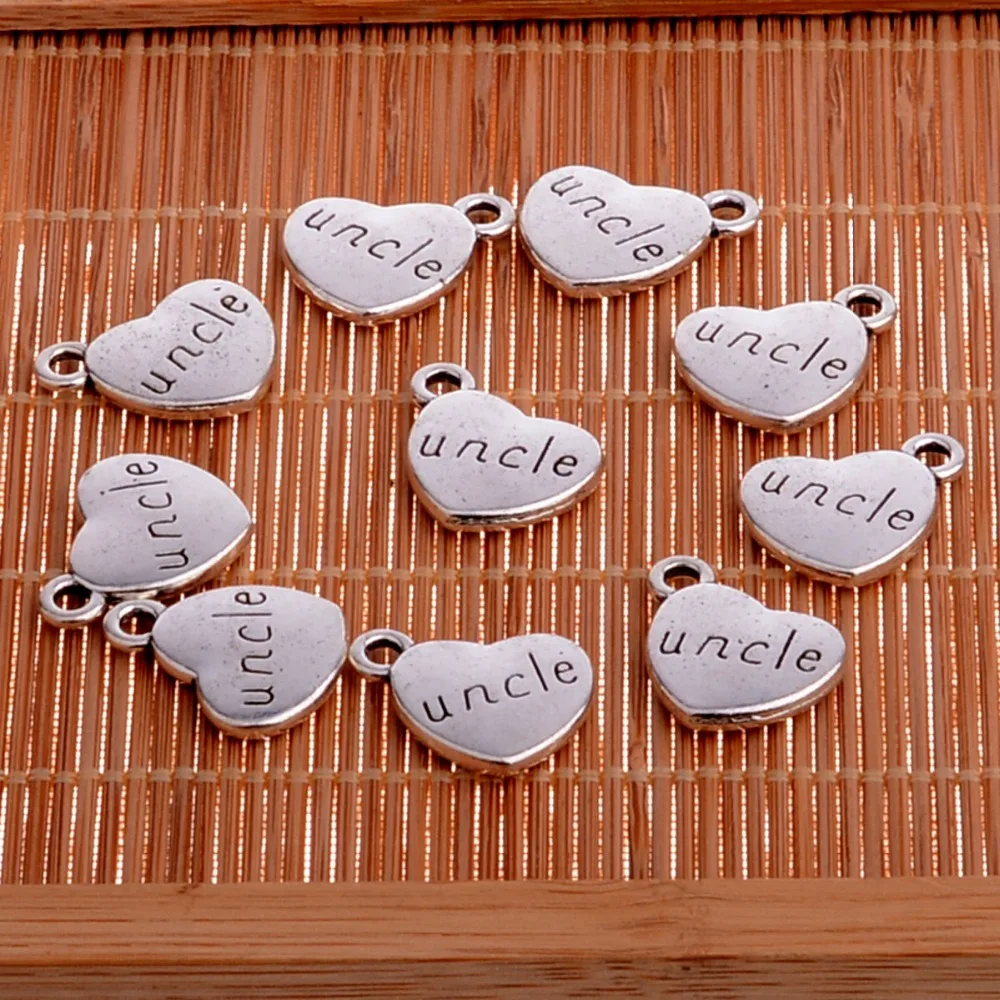 

10PC Family Silver Gold Uncle Heart Charms Pendants Bracelet Necklace Male Men Jewelry Making Accessories DIY Drop Shipping