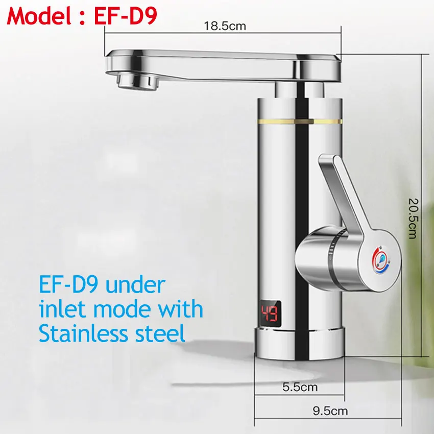 Ecofresh Электрический кран Мгновенный водонагреватель кран нагреватель холодный нагрев кран проточный Мгновенный водонагреватель - Цвет: EF-D9 Under inlet
