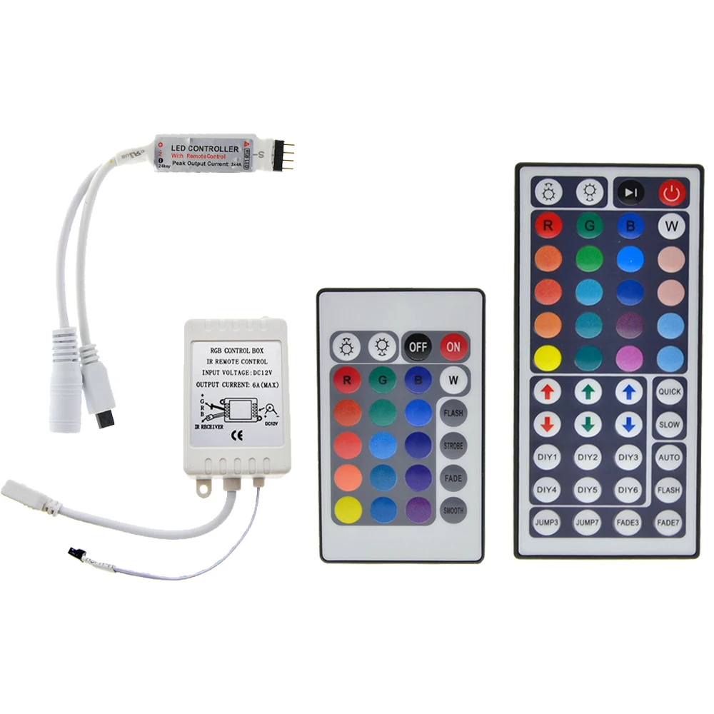 Светодиодные ленты светодиодный RGB контроллер DC12V мини 44/24 Ключ ИК-пульт дистанционного управления для 3528 5050 RGB Светодиодные ленты огни