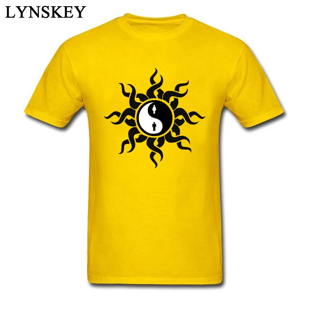 Crewneck All Cotton T Shirt for Men Print Summer Tops Tees Short Sleeve Faddish Tribal Yin Yang Man Woman Customized Clothing Shirt Tribal Yin Yang Man Woman yellow