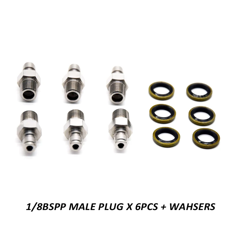 male plug bspp 6pcs 3 шт./6 шт. PCP Airforce Пейнтбол пневматический штекер быстрая муфта 8 мм соединительные части труб из нержавеющей стали 1/8NPT 1/8 BSPP - Цвет: male plug bspp 6pcs