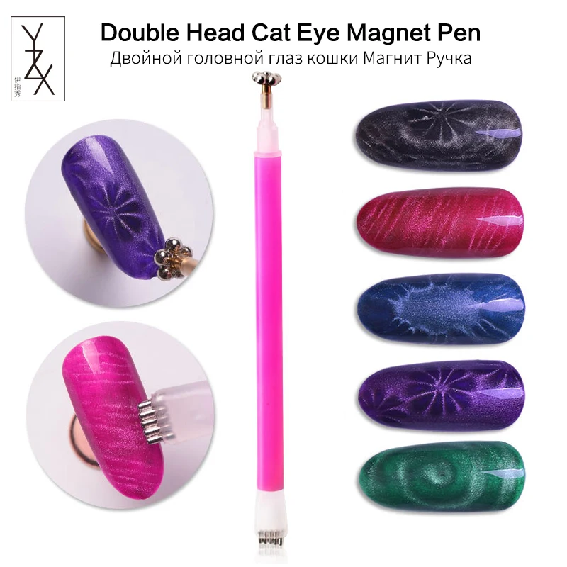 

YZX 1pcs New Magnet Pen Stripe Flower Double Headed 3D Magnetic Nail Art Cat Eyes UV Gel Polish Painting Dotting Acrylic Tool