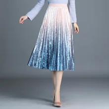 Stinlicher розовая Серебряная бархатная юбка осень-зима длинная Плиссированная Юбка элегантная Корейская юбка
