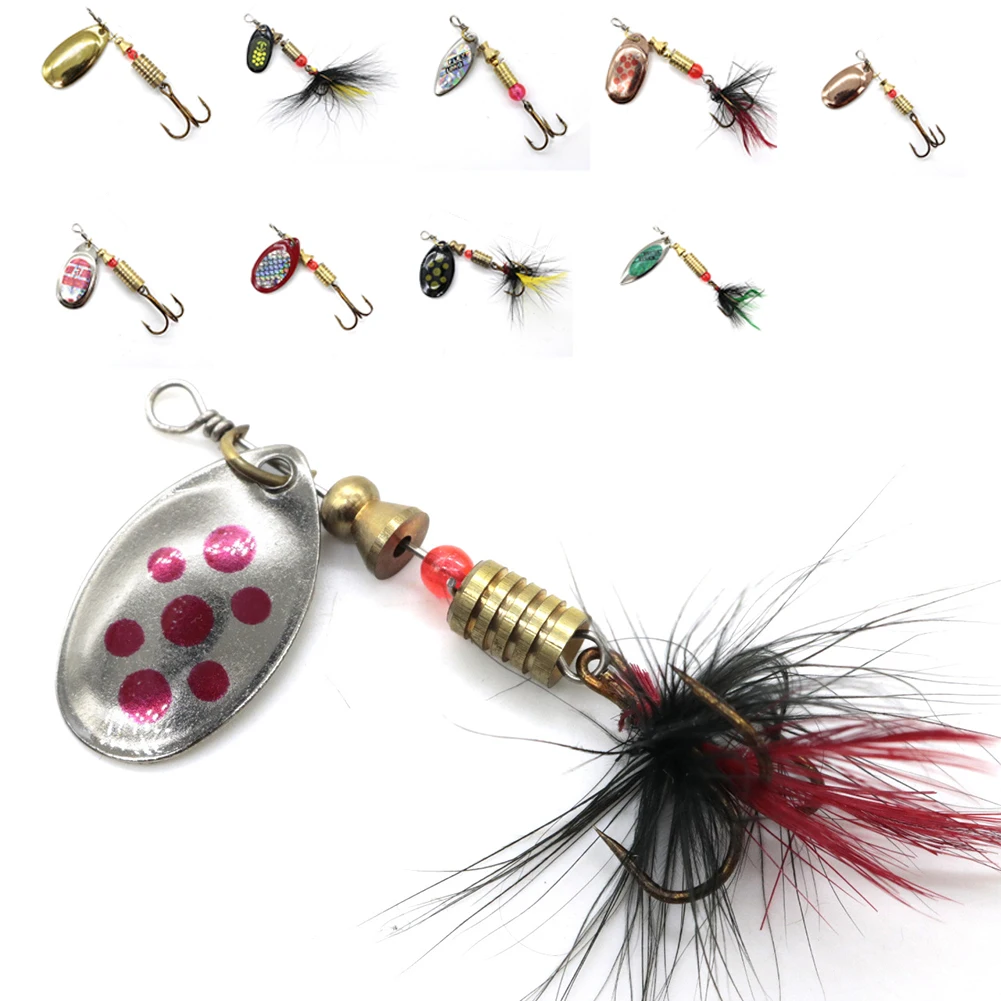 

10pcs/set Metal With Hooks Attractive Rotate Sequins Sea Accessories Tools Lakes Spinner Bait Fishing Lure Outdoor Wobbler Mini