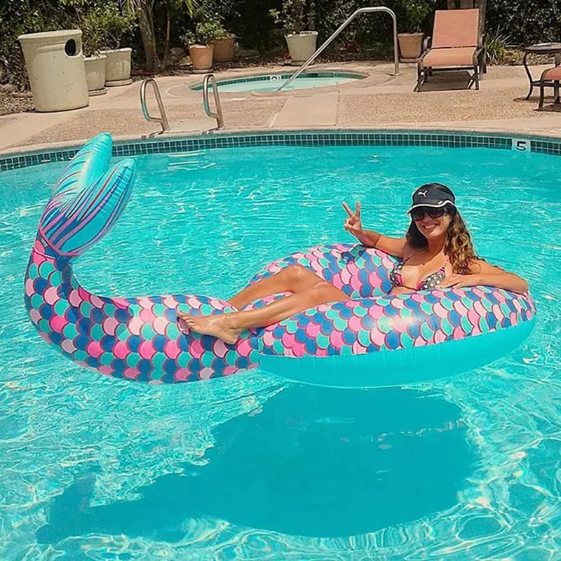 

Hawaii Inflatable Mermaid Swimming Ring Large 180CM Lifebuoy Summer Fun Pool Beach Party Decoration Supplies Kid Adult Float Toy