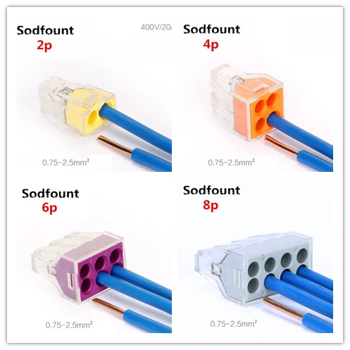 100pcs PCT Quick Connect Terminal Hard Flexible Wire Universal 4 Holes PCT‑104