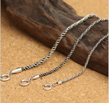 

KJJEAXCMY fine jewelry 925 sterling silver jewelry vintage tae silver men and women's 1.5mm hemp rope necklace chain qw