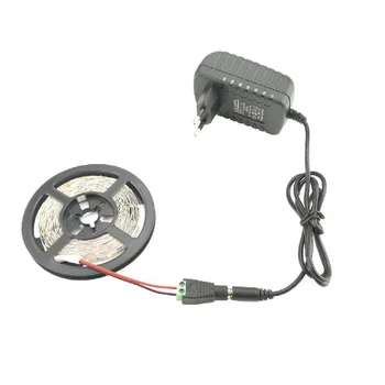 

DC 12V LED Strip 5m SMD 2835 Flexible Tape + DC Female Connector + 2A AC 110V 220V 240V to DC 12V Power Supply Adapter Convertor