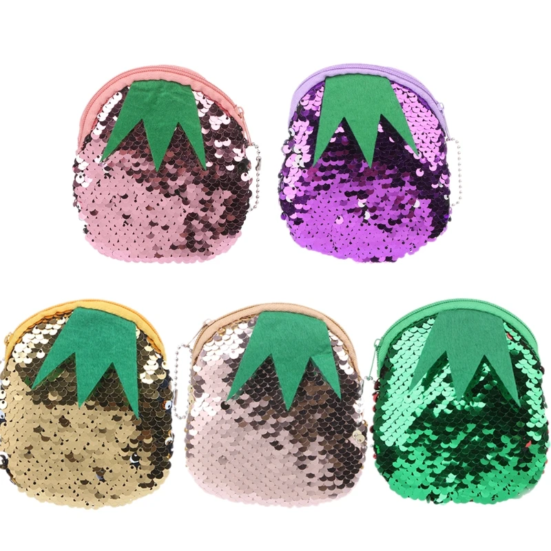 

Women Fruit Sequin Small Wallet Change Bag Card Holder Coin Purse Keychain Case 2018 Girl Mini Coin Purses