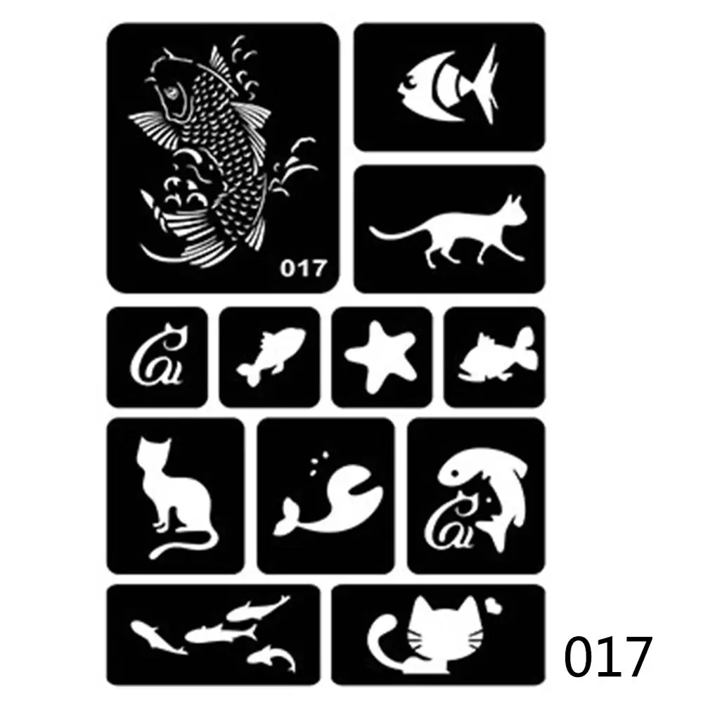 1PC Glitter Tattoo Stencil Drawing For Painting Airbrush Tattoo Stencils For Tattoos Temporary Henna Templates Stickers#275072 - Цвет: 17