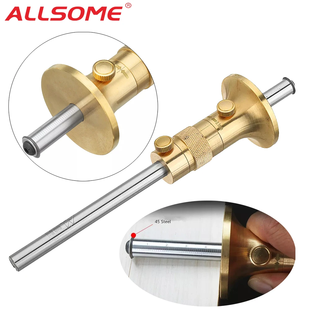 

ALLSOME Pure Copper Woodworking Scriber Ink Duct Automatic Scriber Tool European Scribe Gauge Woodwork Scribing Measuring Tools