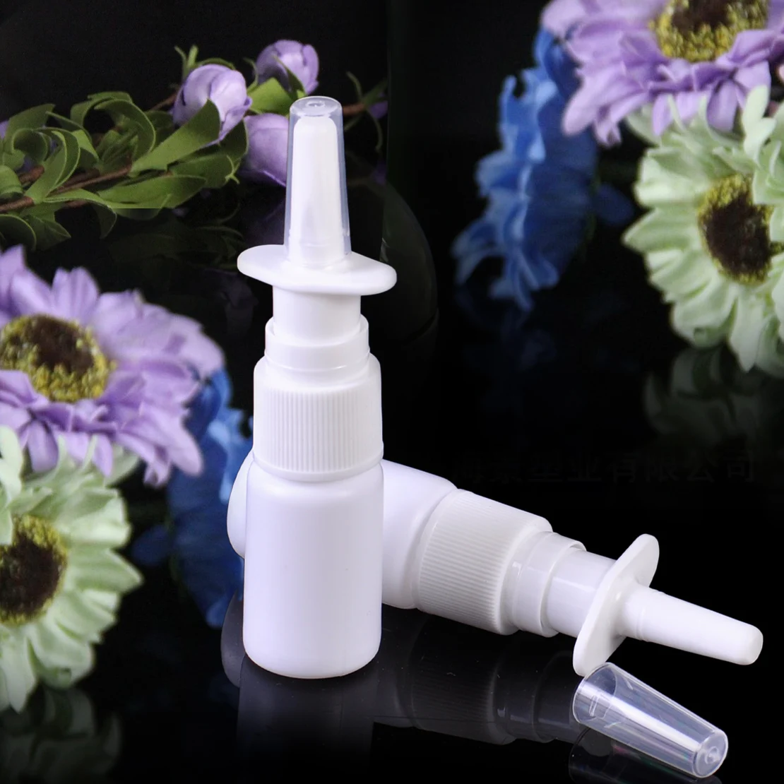 

New 2Pcs/Lot 10ml White Empty Plastic Nasal Spray Bottles Pump Sprayer Mist Nose Spray Refillable Bottle For Medical Packaging