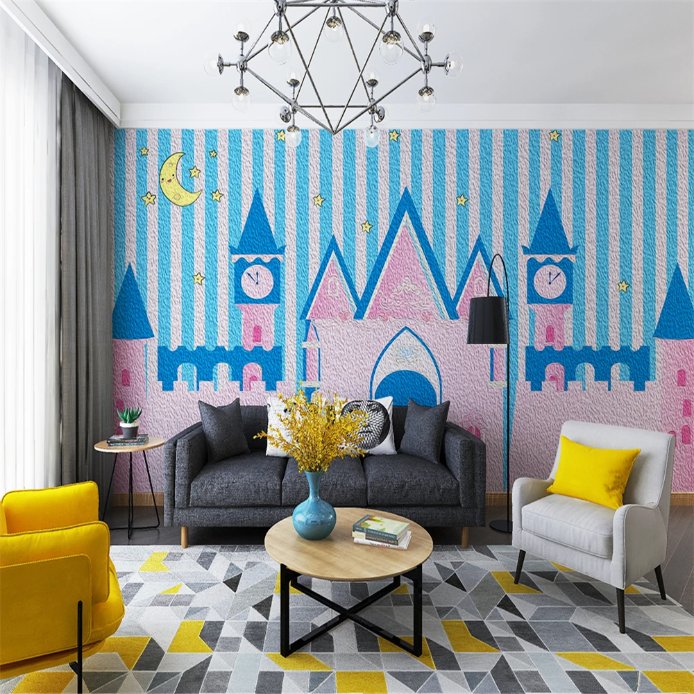 Custom 3d Wallpaper Cute Castle Oil Painting Children's Room Wall - Silk Waterproof Material Custom 3d Wallpaper Cute Castle Oil Painting Children's Room Wall - Silk Waterproof Material