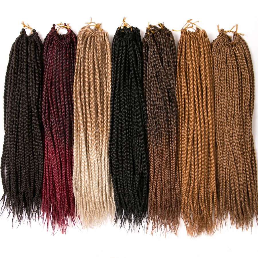 

VERVES Medium Box Braids 14 inch and 18 inch Braiding Hair Crochet Braids 22 strands/pack hair extensions bug,brown