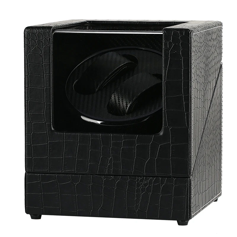 Crocodile Automatic Watch Winder Lacquer Glossy Black Carbon Fiber Double Watch Winding Box Quiet Motor Storage Display Case Box