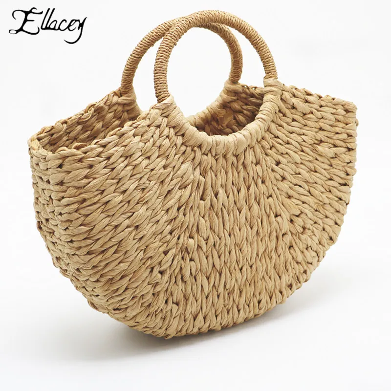 New Simple Summer Beach Travel Rattan Straw Bag Women Knitting Round Tote Hand Made Vacation | Багаж и сумки