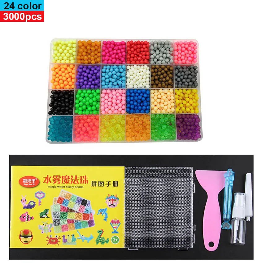 5200pcs 24 colors beads puzzle Crystal color DIY beads water spray set ball games 3D handmade magic toys for kids manualidades 13